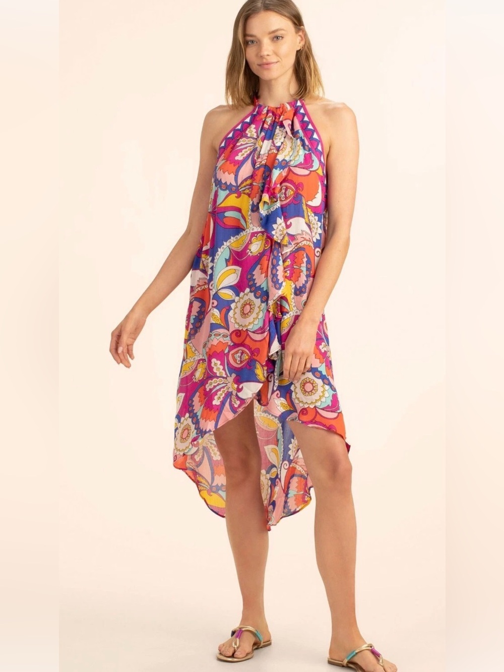 TRINA TURK SEVILLA MIDI DRESS Swimwear Beach Cover-up Pink Size XL